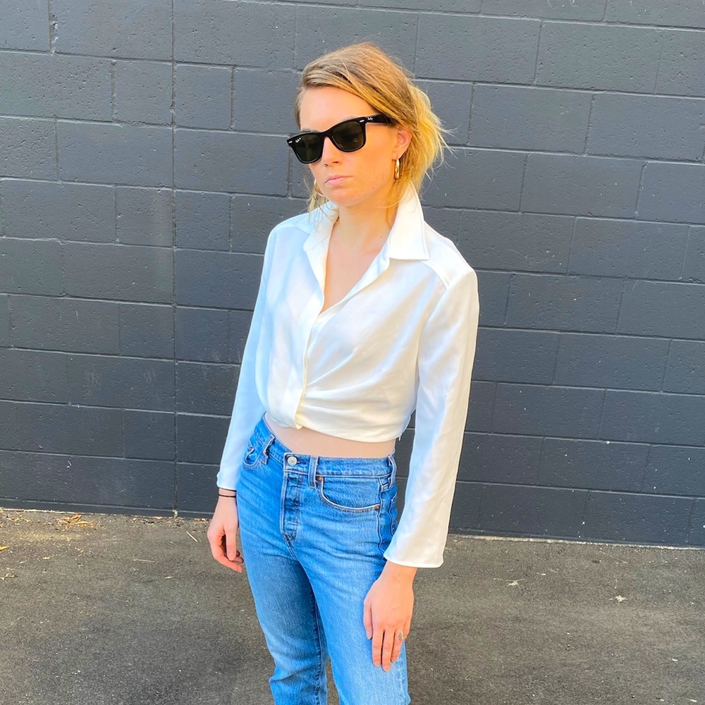 🤍 OFFICE CHRISTMAS PARTY 🤍 Zara collared wrap crop top